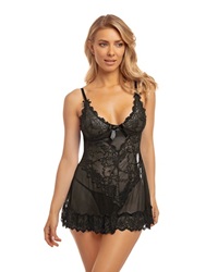 Valentine Soft Cup Lacey Babydoll Black #2139