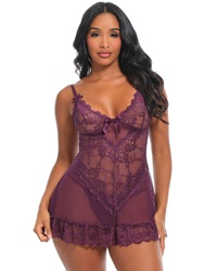 Valentine Soft Cup Lacey Babydoll Potent Purple #2139