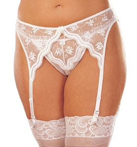 Shirley of Hollywood Plus Size Scalloped Embroidery Garter Belt