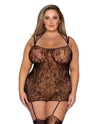 Dreamgirl Plus Size Knitted Lace Garter Dress