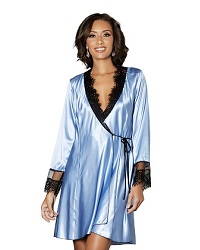 Shirley Of Hollywood Charmeuse And Eyelash Lace Robe