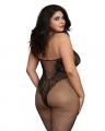 Dreamgirl Plus Size Fishnet Bodystocking with Knitted Teddy Design Back Side