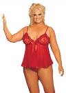 Shirley of Hollywood Plus Size Sequin Embroidery and Sheer Net Babydoll