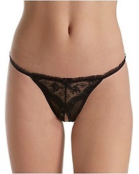 Shirley of Hollywood Scalloped Embroidery Lace Crotchless Thong