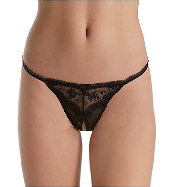 Shirley of Hollywood Scalloped Embroidery Lace Crotchless Thong