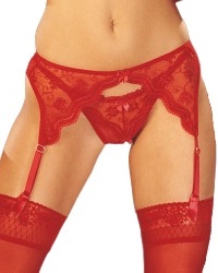 Shirley of Hollywood Scalloped Embroidery Garter Belt